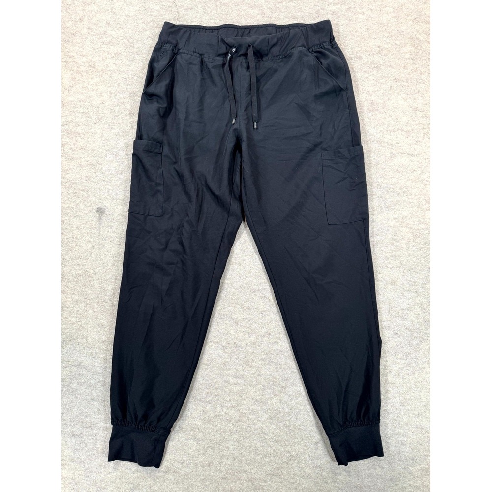 Med Couture Jogger Scrub Pants Womens Large Black Moisture Wicking 2711T